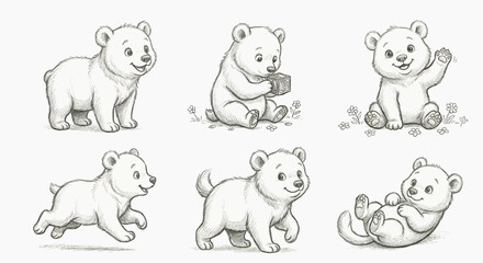 Cute Baby bear Character Set with Various Poses and Expressions © Nofriyan