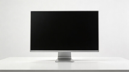 Fototapeta premium Sleek modern computer monitor with a blank black screen with technology device