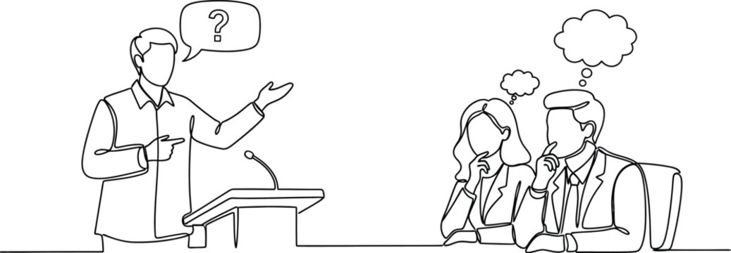 Business presentation with puzzled audience