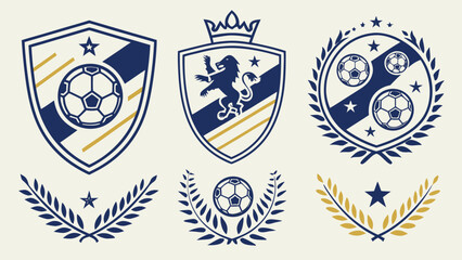 Obraz premium Modern Soccer Badge Logo Collection with Football Crests Shields and Sport Emblems Vector Set