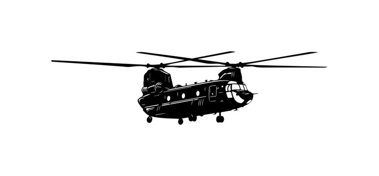 CH-47 Chinook Military Transport Helicopter Vector Art