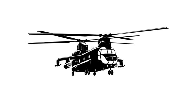 Military Attack Helicopter Vector Illustration