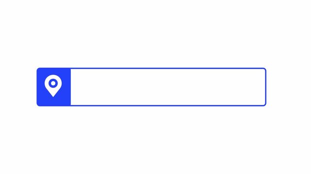 Location search bar animation, address search interface, GPS destination input field, map locator search box, navigation user interface, minimal web motion graphic template