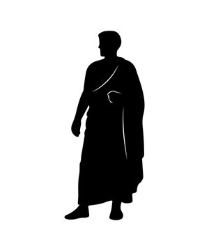Ancient roman citizen toga silhouette vector graphic