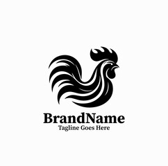 Obraz premium Rooster Head Silhouette Modern Chicken Logo Design