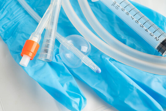 Foley catheter and urine drainage bag collect urine for disability or patient in hospital.