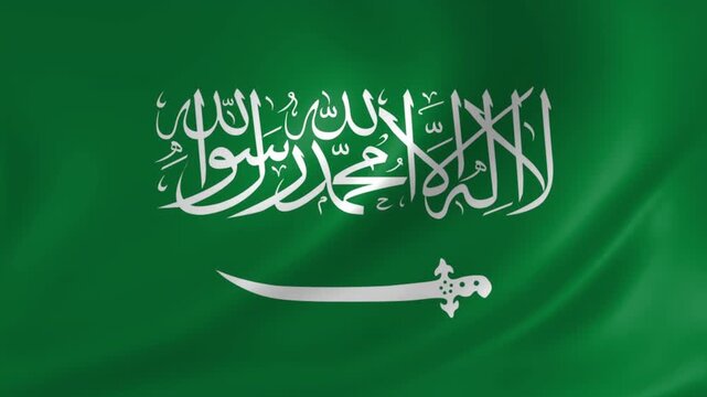 Saudi Arabia Flag Waving Smooth Fabric Animation Seamless Loop