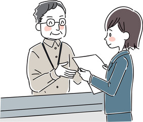 Fototapeta premium 受付で対応する男性