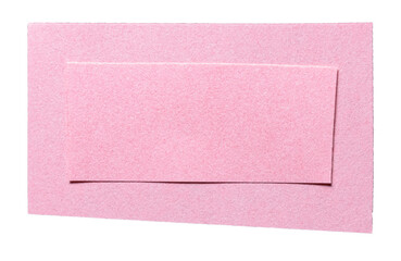 Two pink overlapping rectangular paper memo message notes with copy space for text isolated on transparent png background
