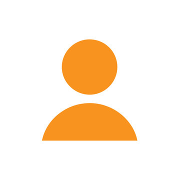 A bright orange abstract user icon silhouette is isolated against a clean white background for interface design.