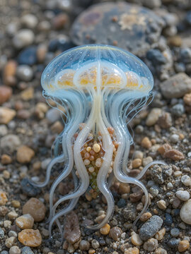 Portuguese man o' war Physalia physalis stranded. El Confital. La Isleta. Las Palmas de Gran Canaria. Gran Canaria. Canary Islands. Spain.