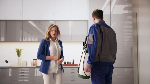 Woman Shows Exterminator Problem Areas