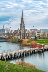 Fototapeta premium St Albans Church (Sankt Albans Kirke) and Bridge, Copenhagen, Denmark