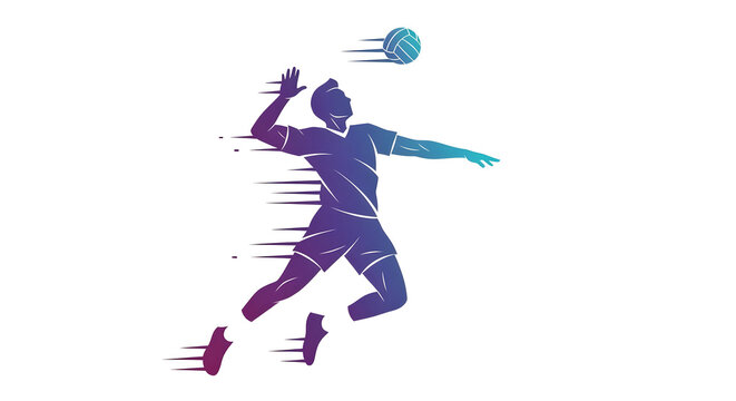 Dynamic volleyball player in mid spike action with motion blur