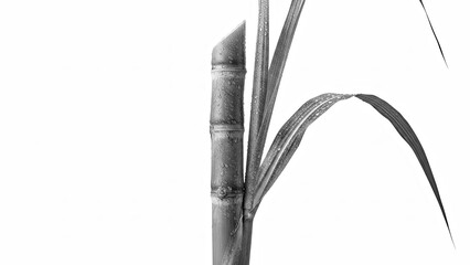 Obraz premium Sugarcane Stalk With Leaves Isolated on White Background.jpg