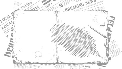 Obraz premium Newspaper page with scribbled and pencil breaking local