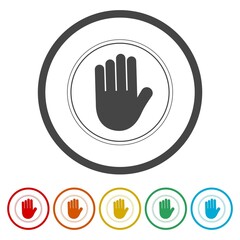 Obraz premium Prohibited sign. Do not touch. Stop sign.. Set icons in color circle buttons