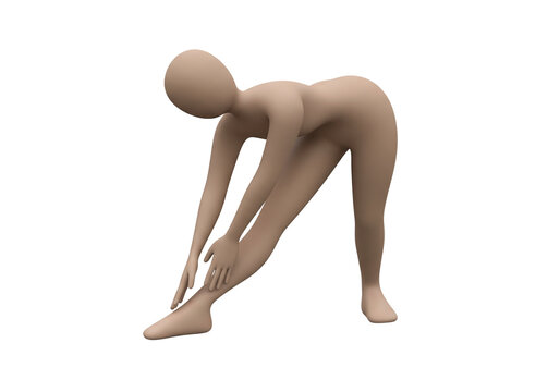 Simple 3D Mannequin Demonstrating a Hamstring Stretch Exercise