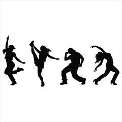 Fototapeta premium Four people are dancing in different poses