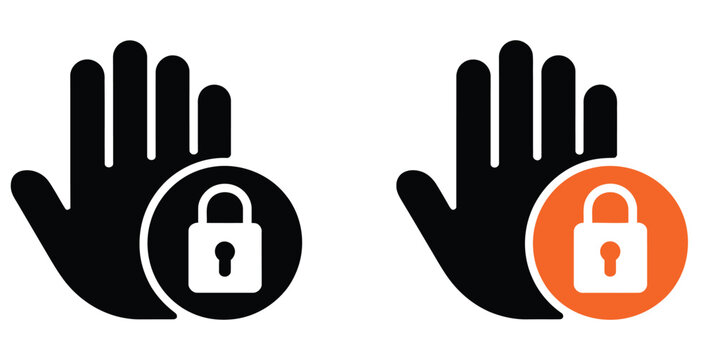 Restricted area flat line and filled icons set, prohibited zone warning symbols, access control no entry sign collection, security alert danger mark design, caution restricted space icons, vector