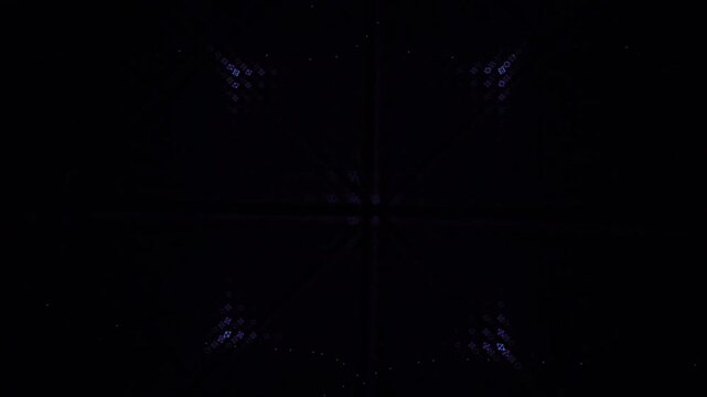 Thousands of mirrored octahedral nodes pulse with iridescent quantum light in a deep void. This cryptographic lattice visualizes instantaneous entanglement, ideal for cybersecurity explainer videos.