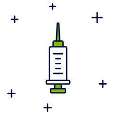 Fototapeta premium Filled outline Syringe icon isolated on white background. Syringe for vaccine, vaccination, injection, flu shot. Medical equipment. Vector