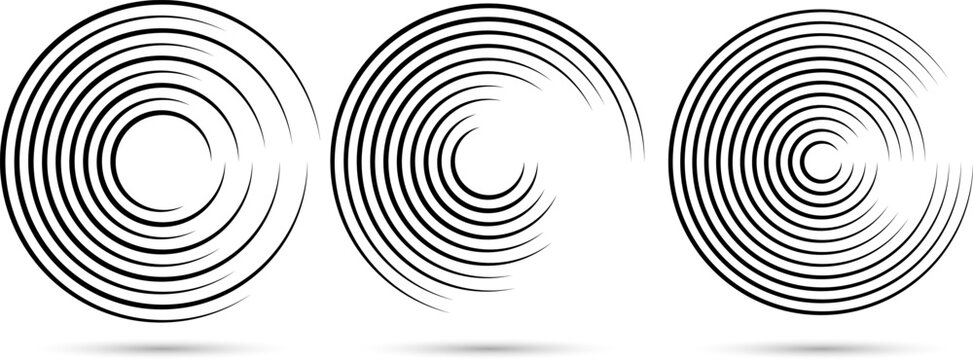 Set of Abstract Spiral Circle Frames with Dynamic Parallel Lines Vector