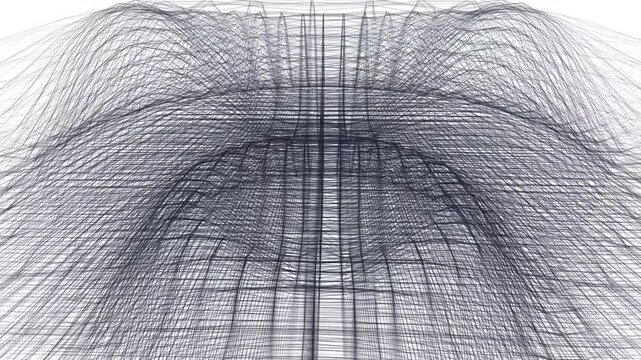 White micro-scale holographic blueprint of quantum hardware decrypts secure data as layered architectural planes align in a sine wave. Ideal for semiconductor and electronics brand content.