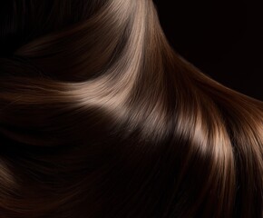 Close up of shiny healthy hair with smooth texture and natural glow.