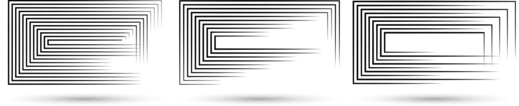 Abstract Geometric Rectangular Frames with Dynamic Parallel Speed Lines