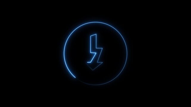 Glowing circular arrow icon on dark background with a futuristic blue light effect