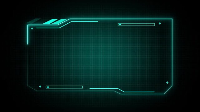 A futuristic glowing wireframe corner against a dark grid background