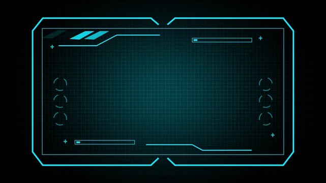 A futuristic display screen with a grid overlay and illuminated frame edges