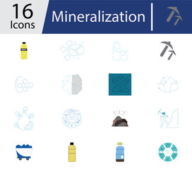 Fototapeta premium Mineralization Process Line Icons Set – Science and Geology Vector Collection