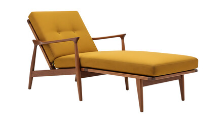 Fototapeta premium Yellow upholstered mid century modern chaise lounge