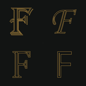  LINE EARTS Golden Luxury Beauty Classic Letter F Brand Icon Free Vector