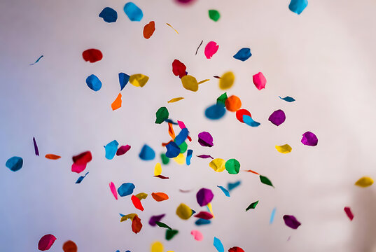 Colorful confetti in midair