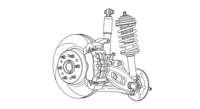 Detailed motorcycle rear suspension system.