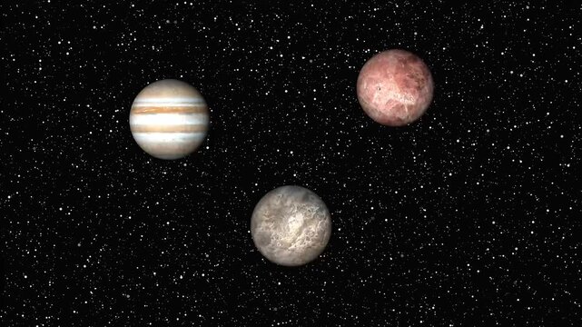 Celestial bodies: jupiter, europa, and io in space