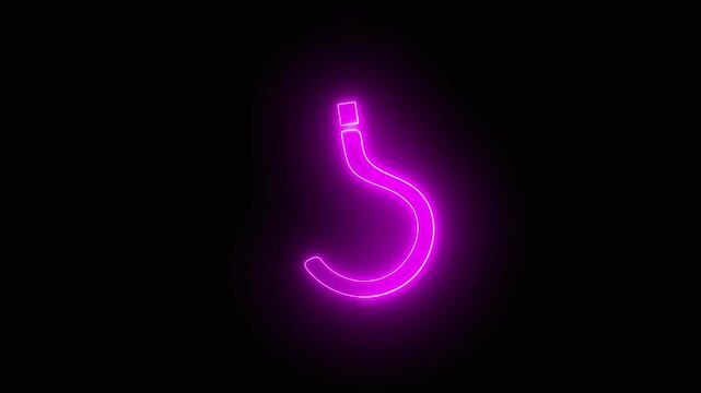 Glowing neon purple usb flash drive symbol against dark background