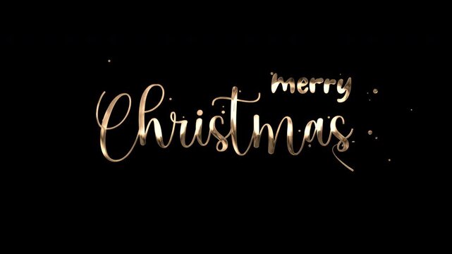 Merry Christmas Text Animation on Alpha Channel Background.