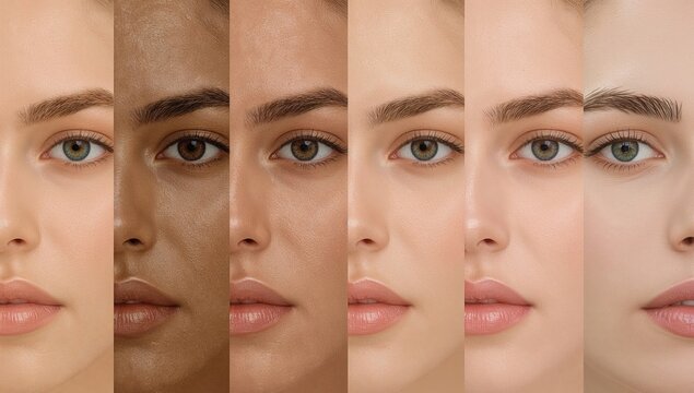 Selection of eyebrow microblading practice skins in multiple skin tones for realistic training and diverse beauty applications