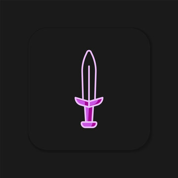 Filled outline Medieval sword icon isolated on black background. Medieval weapon. Flat filled outline style with shadow. Vector