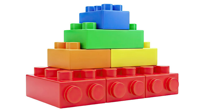 Stack of colorful building blocks forming a pyramid shape