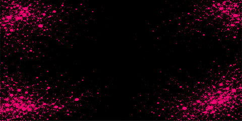 Abstract a dark and dramatic backdrop featuring a splatter pattern in vibrant magenta, offering a striking contrast. Capturing attention with a vivid and energetic design. © Artova
