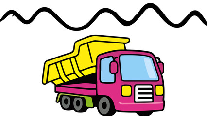Colorful cartoon dump truck illustration isolated on white background © Fitri Xcv