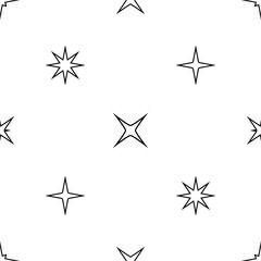 Fototapeta premium Seamless pattern with black and white stars in various shapes against a white background, vector illustration