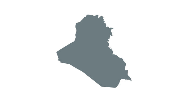 A dark gray silhouette depicts the geographical shape of the country of iraq high quality professional