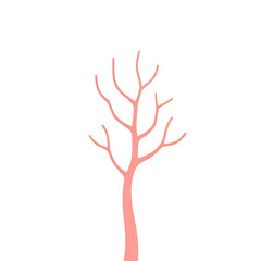Naklejka premium The pink tree illustration depicts a bare tree standing alone.