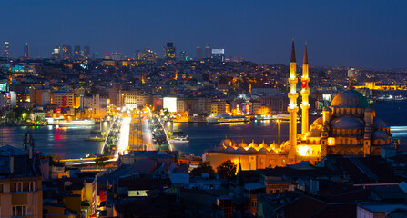 Fototapeta premium 15 July Martyrs Bridge / Bosphorus Bridge night view